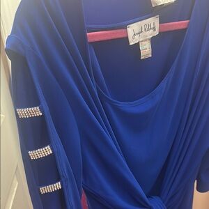 Joseph Ribkoff Royal Blue 2 piece blouse with Rhinestone Accents